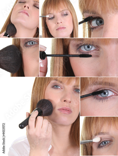 Photo: Montage of a woman applying makeup Montage of a woman applying makeup