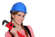 A cute female plumber.