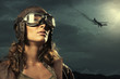 Woman aviator: fashion model portrait