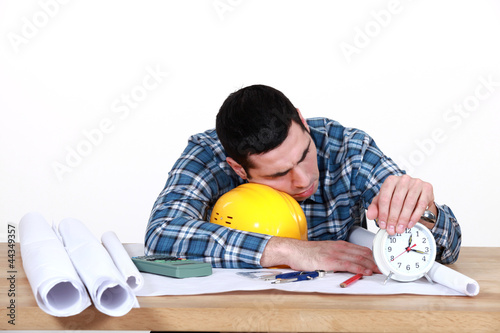Photo: craftsman sleeping at his desk craftsman sleeping at his desk