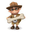 3d Adventurer digs up a dinosaur bone