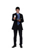 Businessman offering his card from a personal organizer