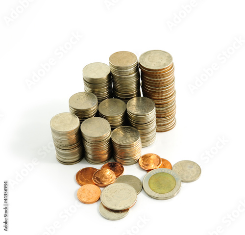 Photo: Coin thai bath on white background Coin thai bath on white background