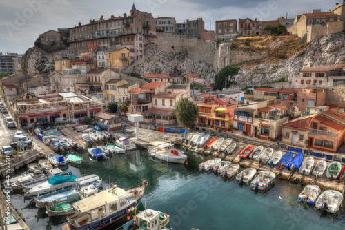 Photo: Colorful yacht harbour in old city of Marseilles, France Colorful yacht harbour in old city of Marseilles, France