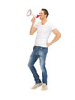 handsome man with megaphone