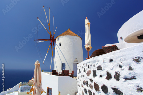 Photo: Santorini with windmill in Greece Santorini with windmill in Greece