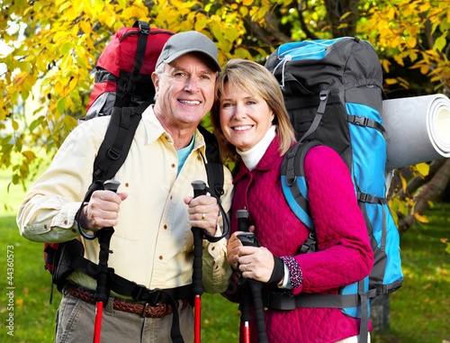 Photo: Senior tourists couple. Senior tourists couple.