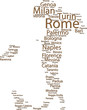 100 Italy's largest cities on the map