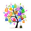 Shopping bags on tree for your design, big sale concept