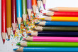 Colorful pencils with shaving