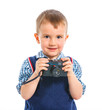 Happy boy with camera