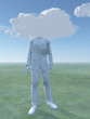 White man figure with clouds for head