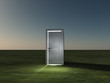 Partly closed door emits light