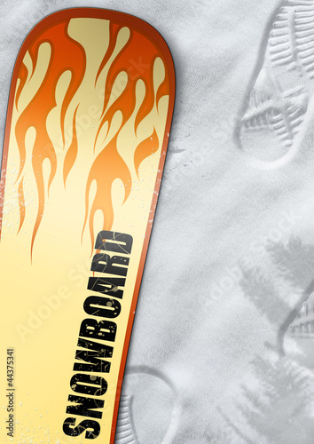 Illustration: Snowboard in the snow Snowboard in the snow