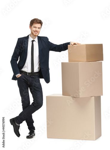 Foto: Advisor sales the goods, isolated, white background Advisor sales the goods, isolated, white background