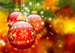 Weihnachtskarte, weihnachtlich, rote Kugeln, Sterne, Funkeln, 3D