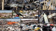 Pollution, dumping of garbage, split screen
