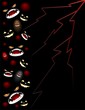 Halloween Monsters and Ghosts Black Background-Vector