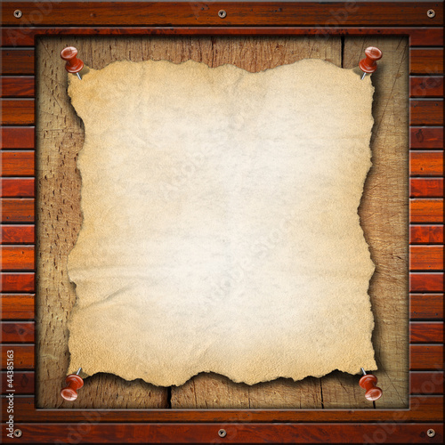 Illustration: Old Empty Paper in Wood Frame Old Empty Paper in Wood Frame