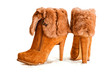 brown high heels ankle boots with fur