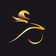 Golden Logo motorcycle rider # Vector