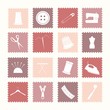 Sixteen sewing icons