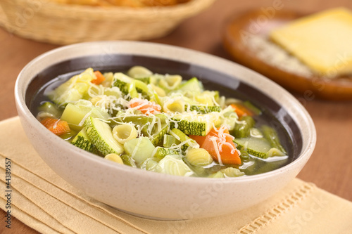 Photo: Bowl of homemade vegetarian Italian minestrone soup Bowl of homemade vegetarian Italian minestrone soup