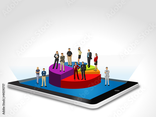 Vector: Tablet with business people on chart Tablet with business people on chart