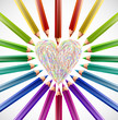Painted heart with color pencils. Vector