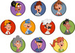 Group of cartoon business people faces. Professionals.