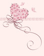 cute card with heart of roses