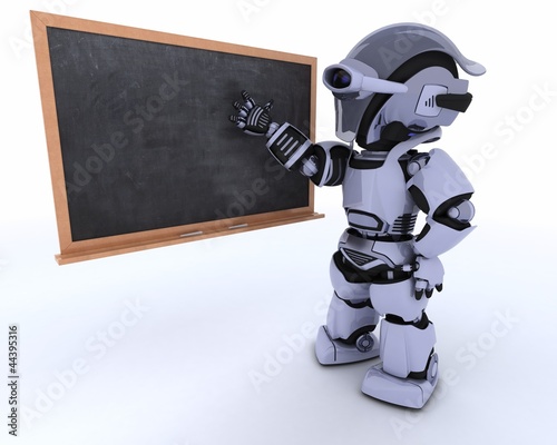 Illustration: robot with school chalk board back to school robot with school chalk board back to school