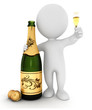 3d white people with champagne