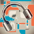 Vector: Modish background with headphones. Modish background with headphones.