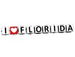 3D I Love Florida Button Click Here Block Text