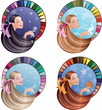 Young laughing women with long hair coloured by seasonal color s
