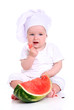 Cute baby chef with watermelon