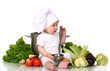 Cute baby chef with watermelon