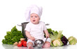 Cute baby chef with watermelon