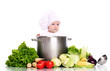 Cute baby chef with watermelon