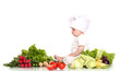 Cute baby chef with watermelon