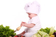 Cute baby chef with watermelon