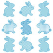 Vector: Baby Bunny Rabbits in pastel aqua gingham and polka dots Baby Bunny Rabbits in pastel aqua gingham and polka dots