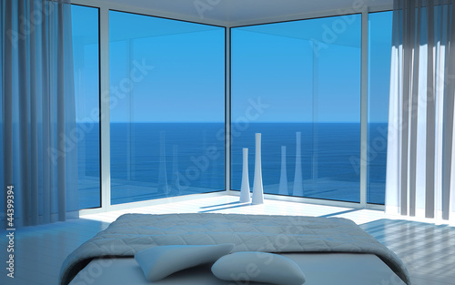 Illustration: Extravagant Exclusive Design Bedroom with sea view Extravagant Exclusive Design Bedroom with sea view