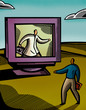 Man looking at a doctor in a computer screen
