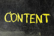 Photo: The word Content handwritten with white chalk on a blackboard The word Content handwritten with white chalk on a blackboard