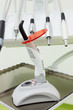Dental clinic. Dental drills and ultraviolet curing light tool.