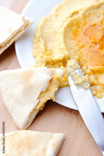 Photo: Eating humus, middle eastern cuisine Eating humus, middle eastern cuisine