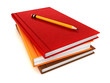 3d render of stack of books with pencil on top