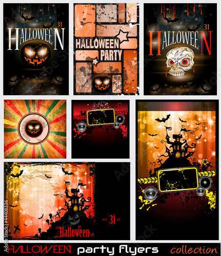 Vector: Halloween Horror Party flyers set with a lot of themed elements Halloween Horror Party flyers set with a lot of themed elements